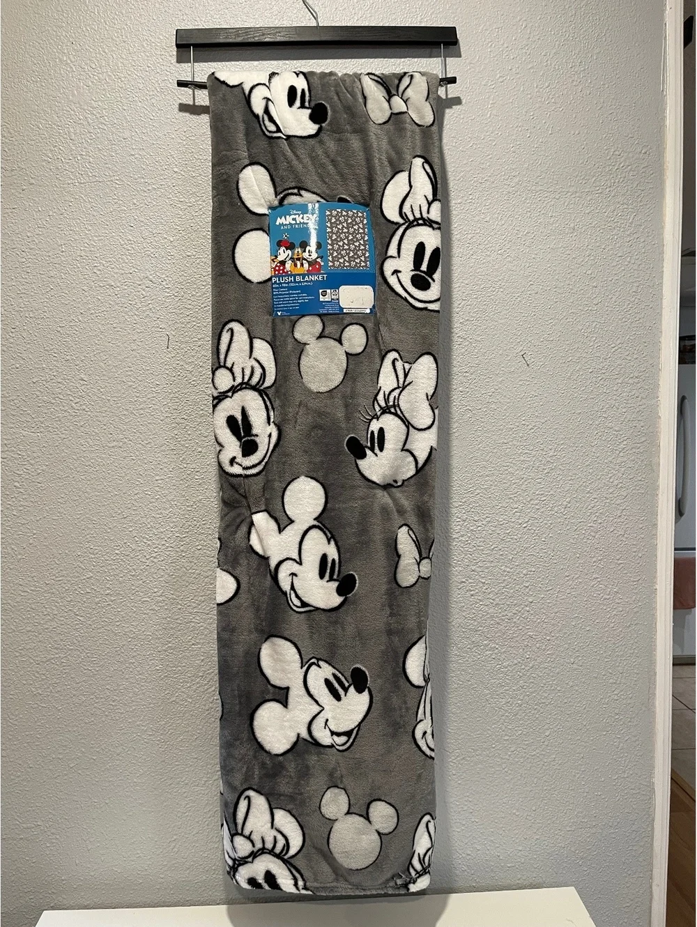 Disney Mickey and Friends Plush Blanket Gray with Character